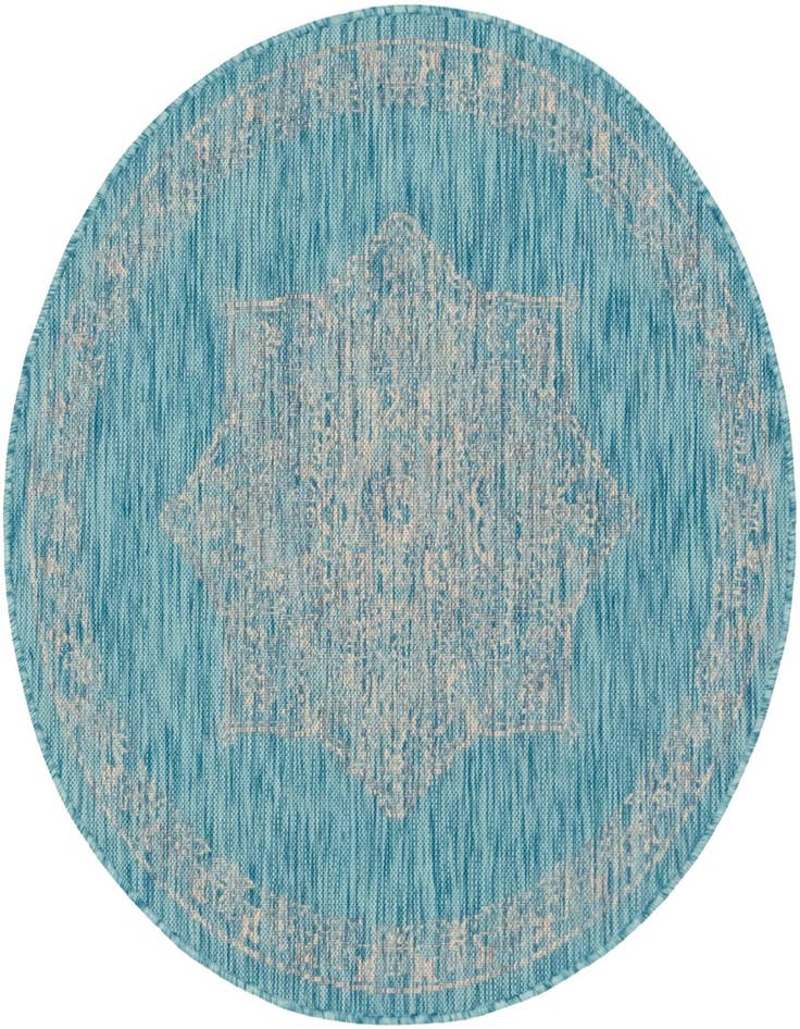 Detail image of 4' x 4' Easy-Clean Traditional Indoor / Outdoor Round Rug