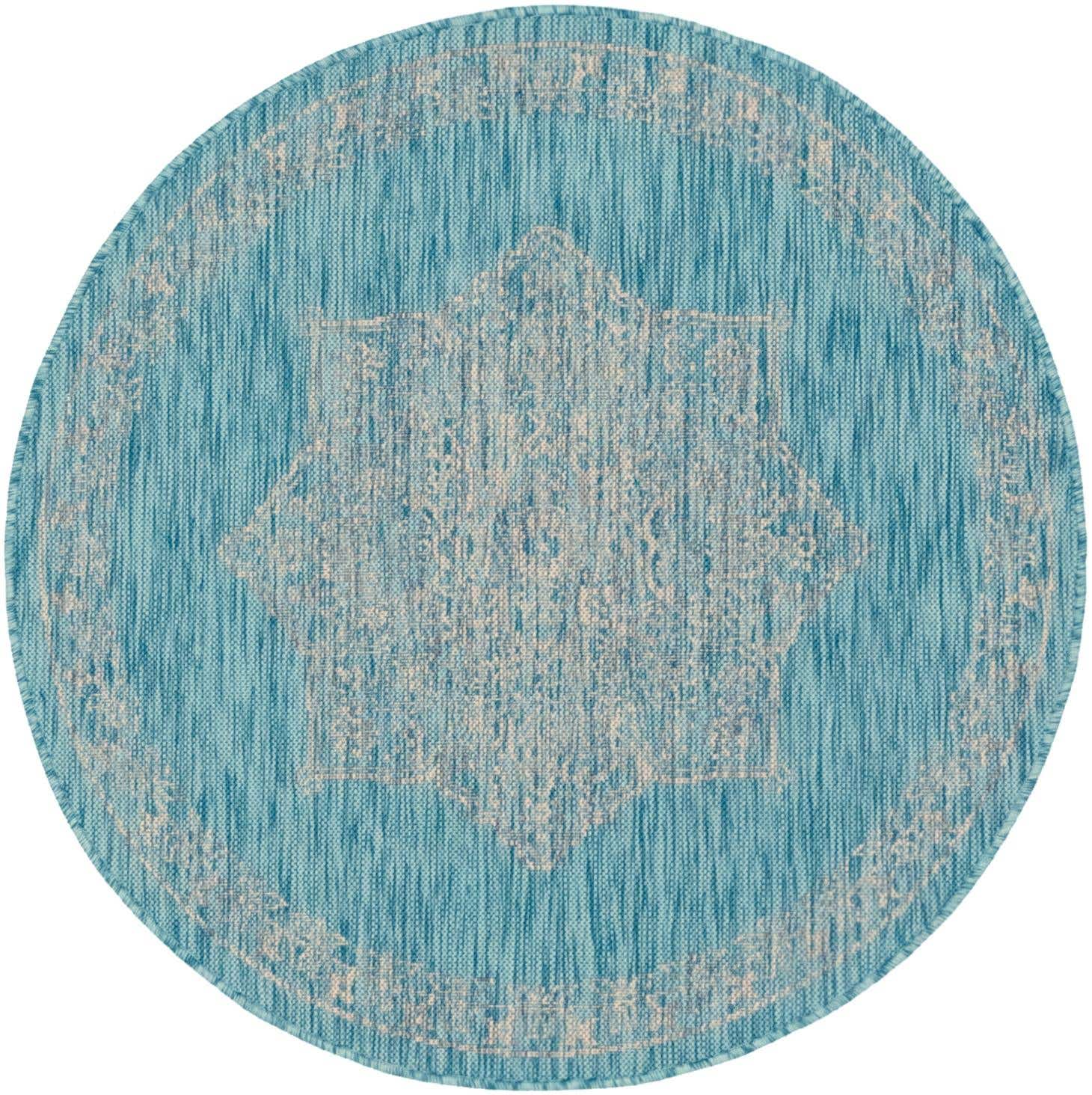 4' x 4' Easy-Clean Traditional Indoor / Outdoor Round Rug