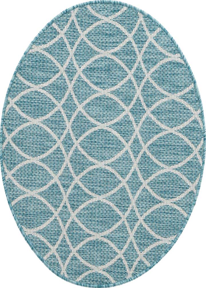 3' x 3' Easy-Clean Trellis Indoor / Outdoor Round Rug