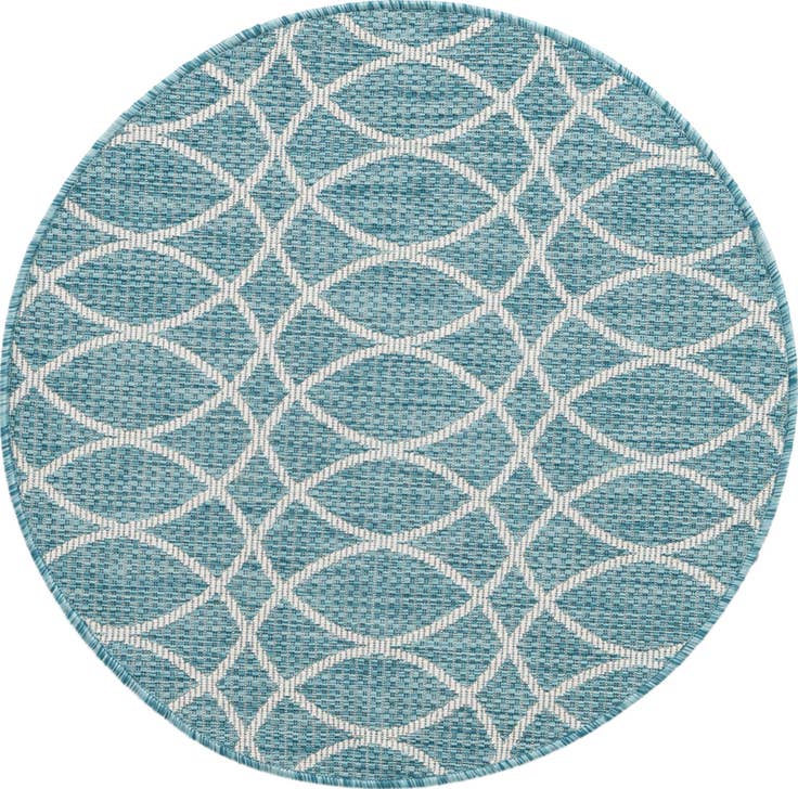 Detail image of 3' x 3' Easy-Clean Trellis Indoor / Outdoor Round Rug