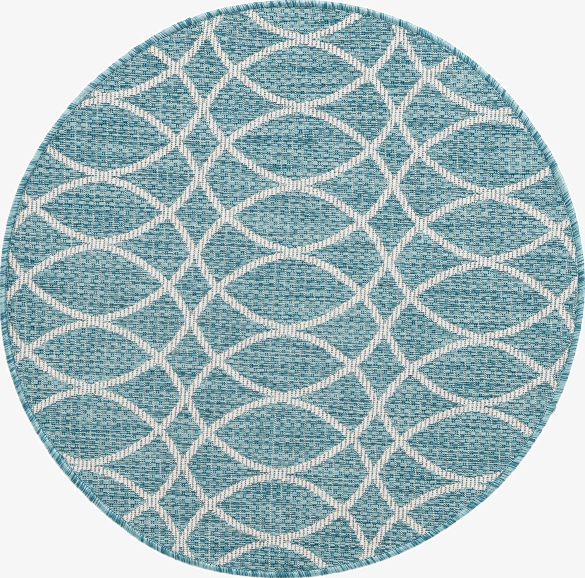 3' x 3'  Washable Trellis Indoor / Outdoor Round Rug