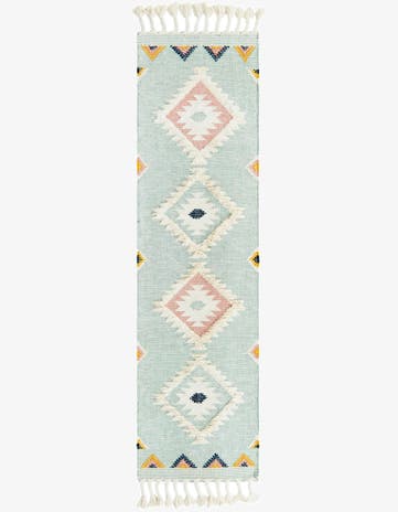 Light Aqua Hand Woven Arizona Wool Runner Rug