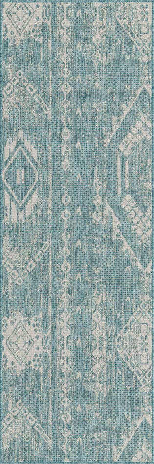 Detail image of 2' x 8' Easy-Clean Bohemian Indoor / Outdoor Runner Rug
