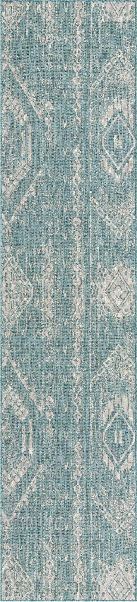 3' 3 x 14' Easy-Clean Bohemian Indoor / Outdoor Runner Rug