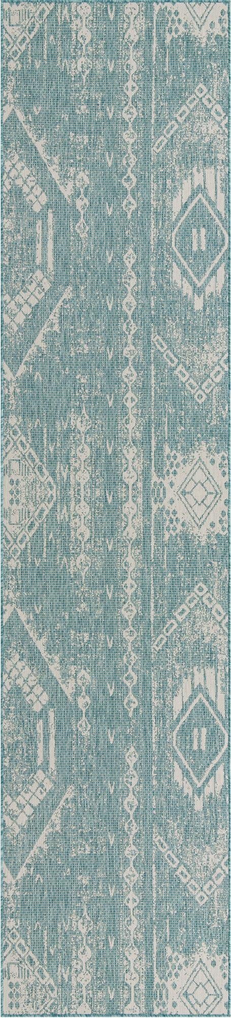 3' 3 x 14'  Washable Bohemian Indoor / Outdoor Runner Rug