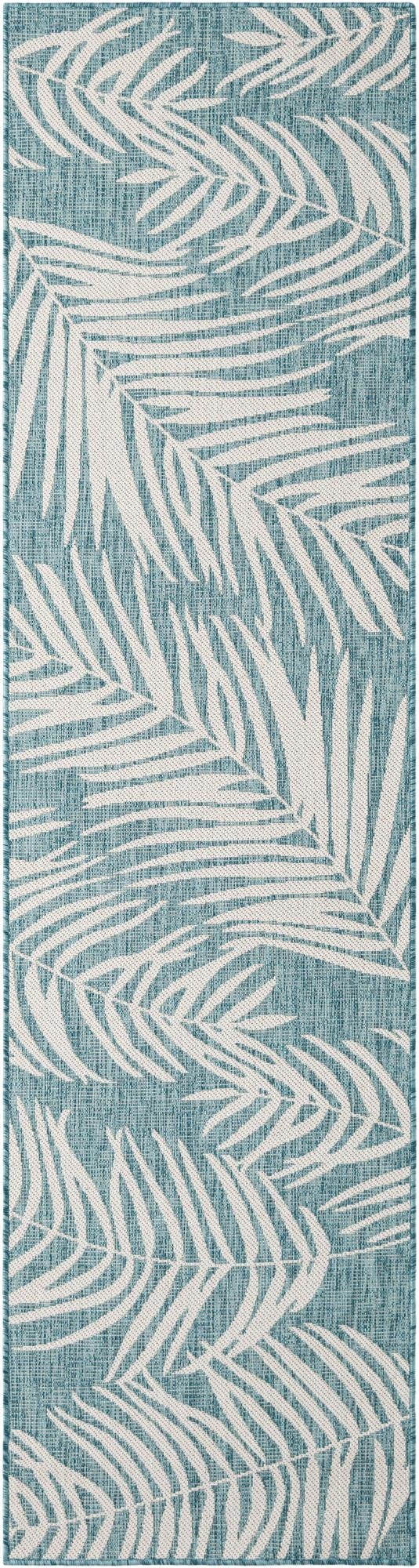 Primary image 2' 7 x 10'  Washable Botanical Indoor / Outdoor Runner Rug
