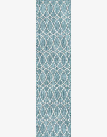 Light Aqua Easy-Clean Lattice Indoor / Outdoor Runner Rug