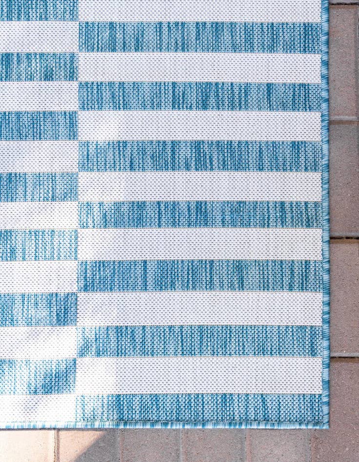 Detail image of 2' x 6'  Washable Striped Indoor / Outdoor Runner Rug