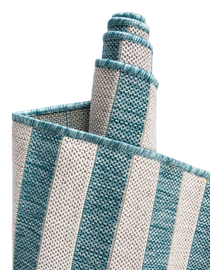 Detail image of 2' x 6'  Washable Striped Indoor / Outdoor Runner Rug