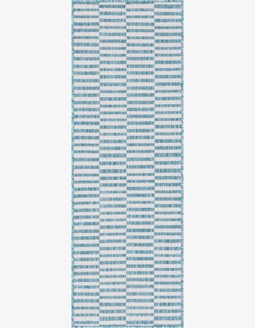 Light Aqua Easy-Clean Striped Indoor / Outdoor Runner Rug