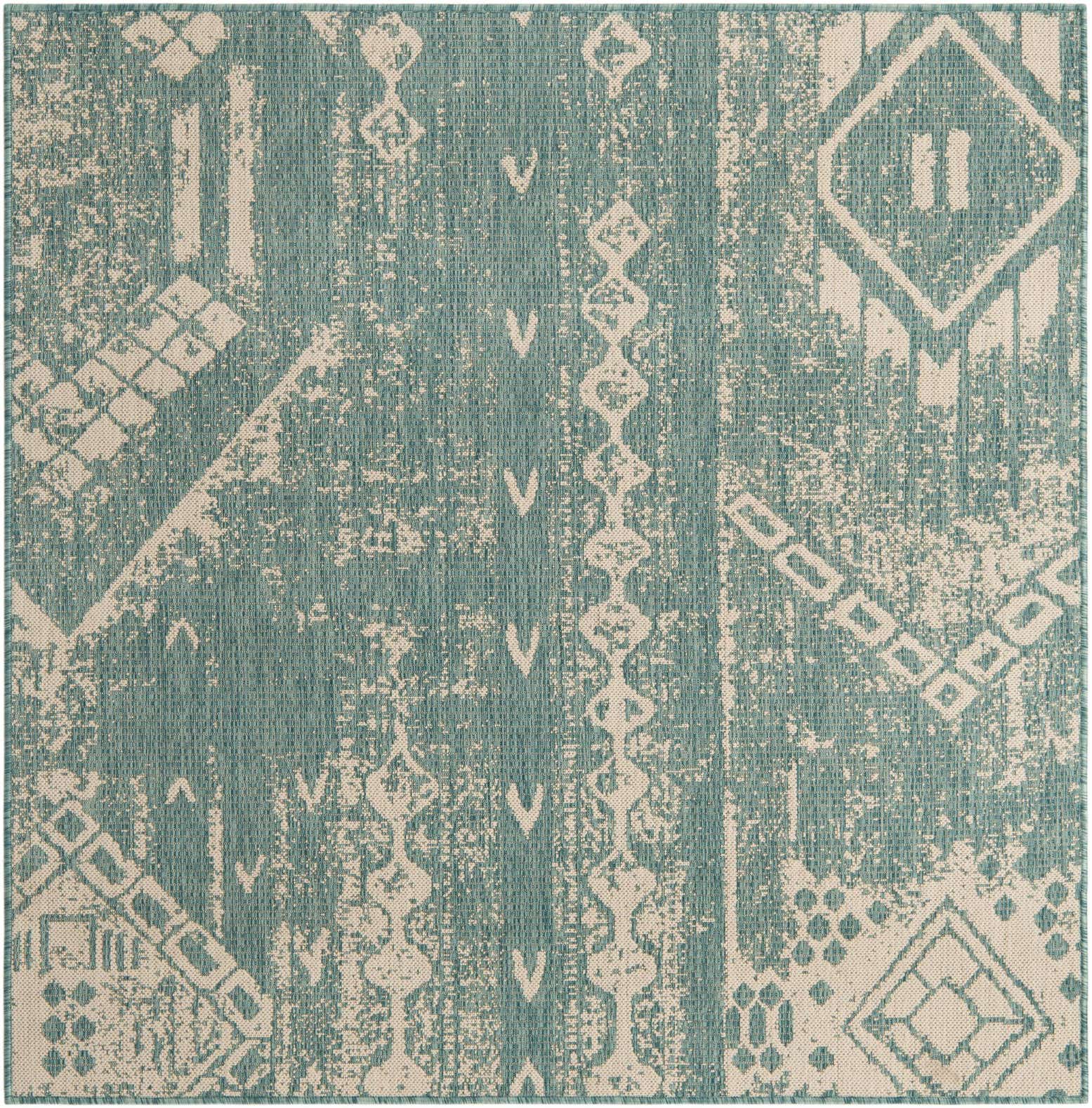 5' 3 x 5' 3 Easy-Clean Bohemian Indoor / Outdoor Square Rug