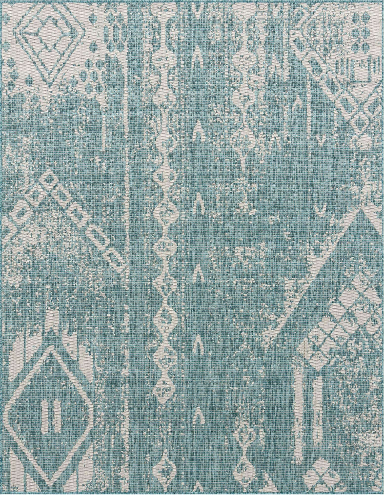 7' x 7' Easy-Clean Bohemian Indoor / Outdoor Square Rug
