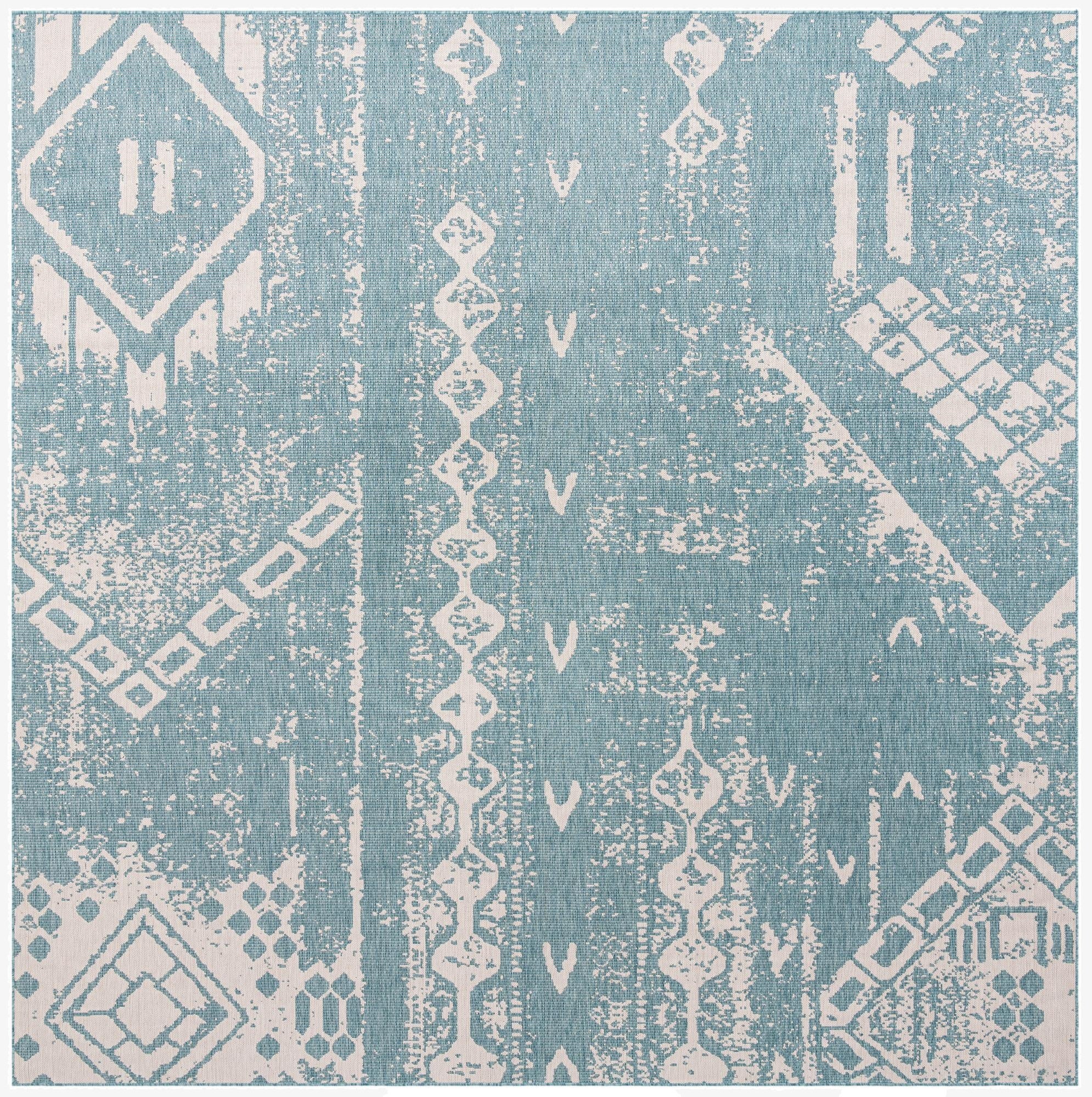 13' x 13'  Washable Bohemian Indoor / Outdoor Square Rug