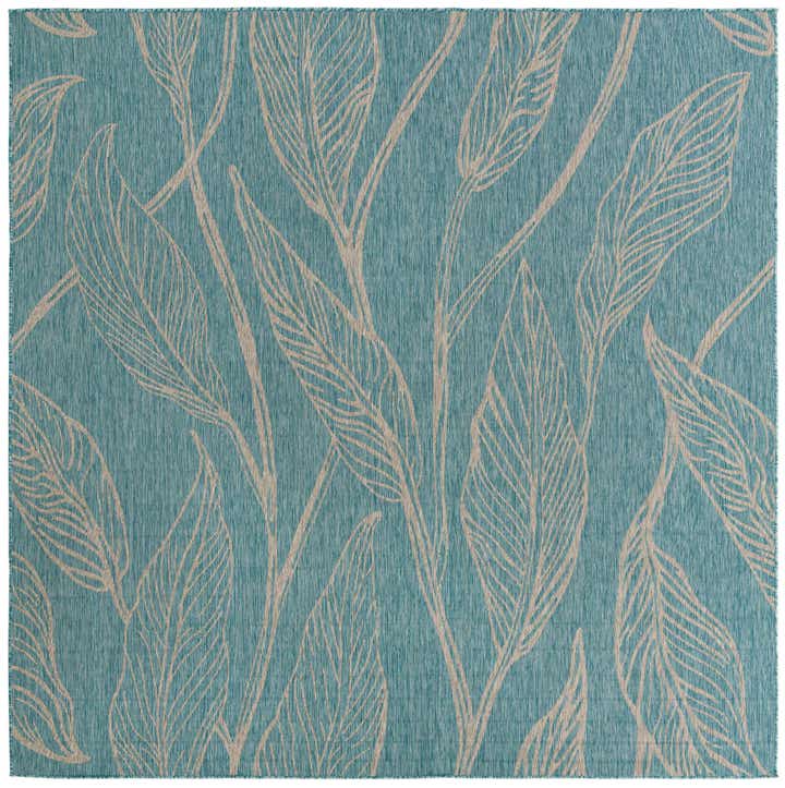 325cm x 325cm Easy-Clean Botanical Indoor / Outdoor Square Rug