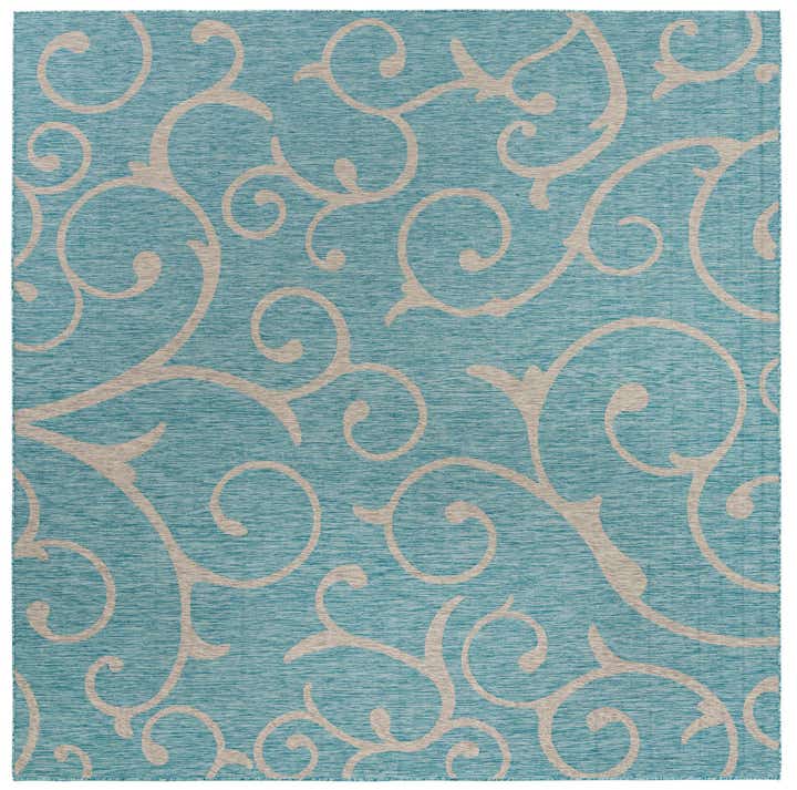 10' 8 x 10' 8 Easy-Clean Botanical Indoor / Outdoor Square Rug