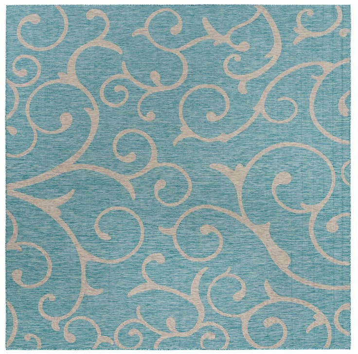 Detail image of 10' 8 x 10' 8 Easy-Clean Botanical Indoor / Outdoor Square Rug