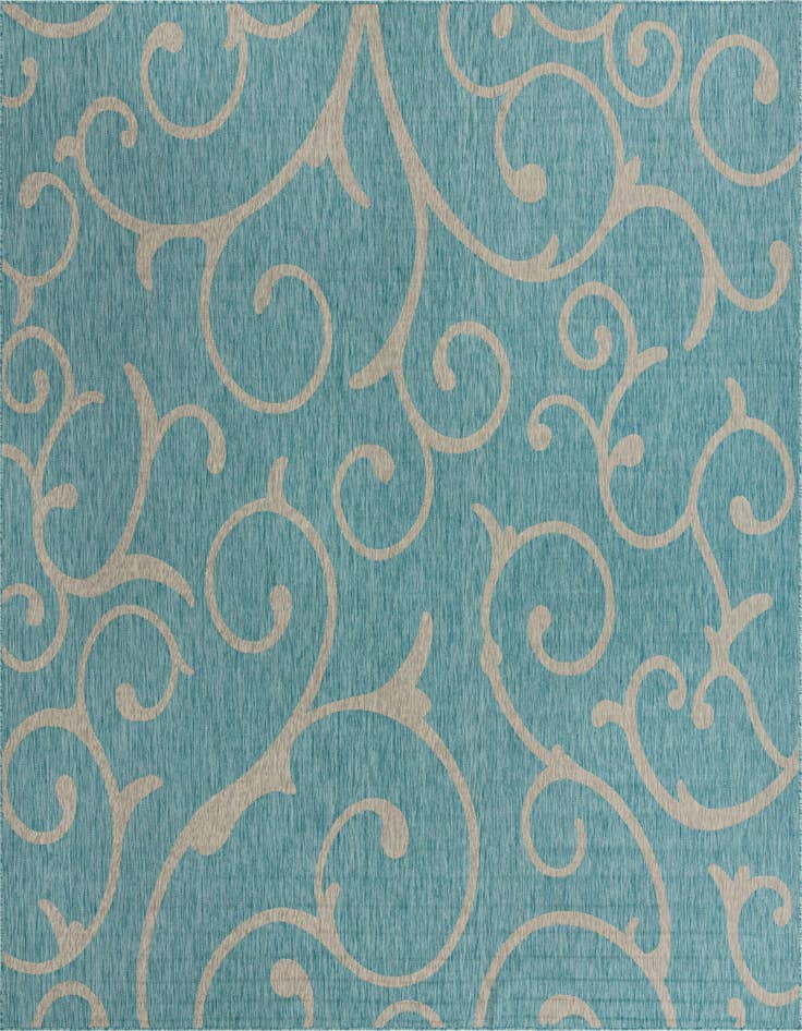Detail image of 13' x 13' Easy-Clean Botanical Indoor / Outdoor Square Rug