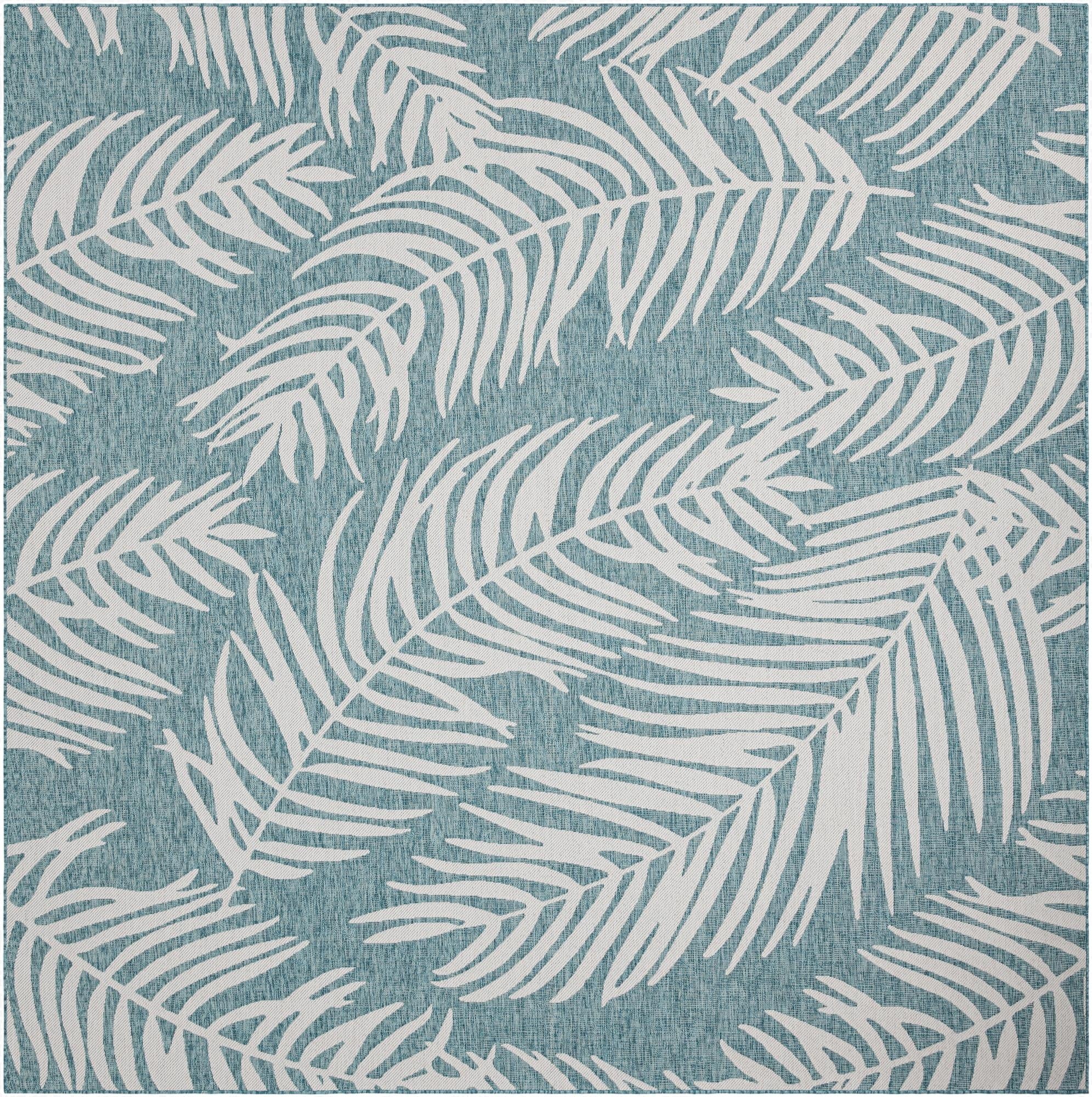 12' x 12'  Washable Botanical Indoor / Outdoor Square Rug