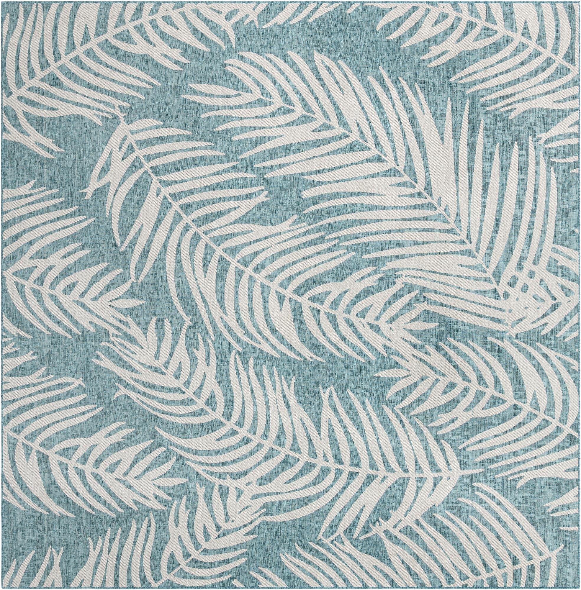 13' x 13'  Washable Botanical Indoor / Outdoor Square Rug