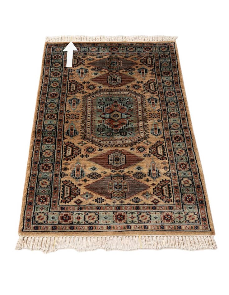 Detail image of 2' 7 x 4' 6  Hand Knotted Bokhara Oriental Wool Rug