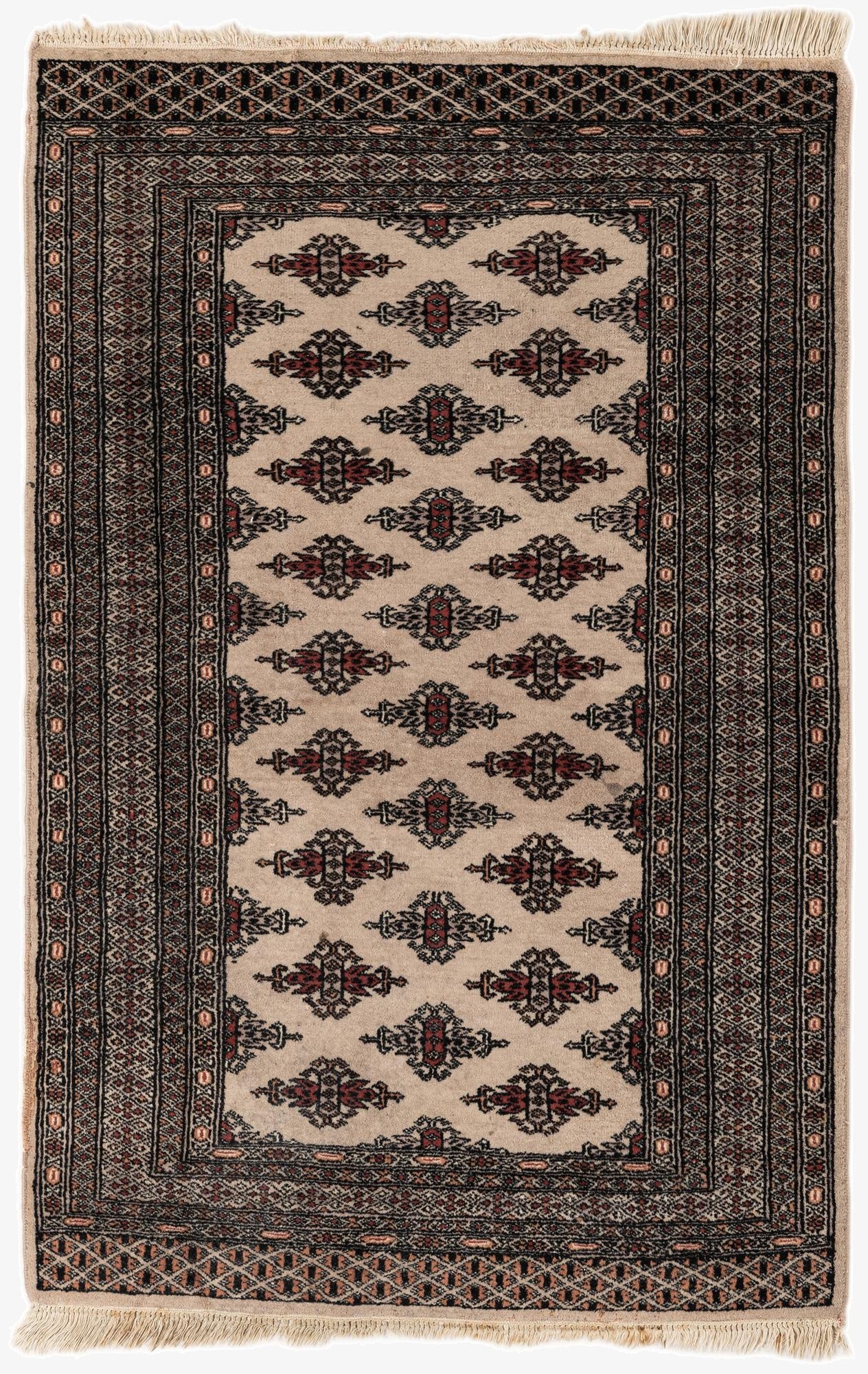 3' 1 x 4' 9  Hand Knotted Bokhara Oriental Wool Rug