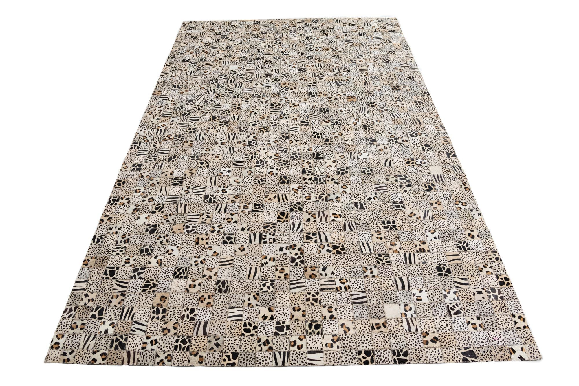 5' 1 x 8' 1 Cowhide Leather Rug