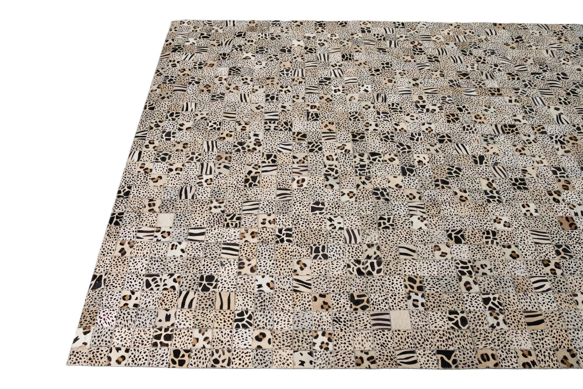 5' 1 x 8' 1 Cowhide Leather Rug