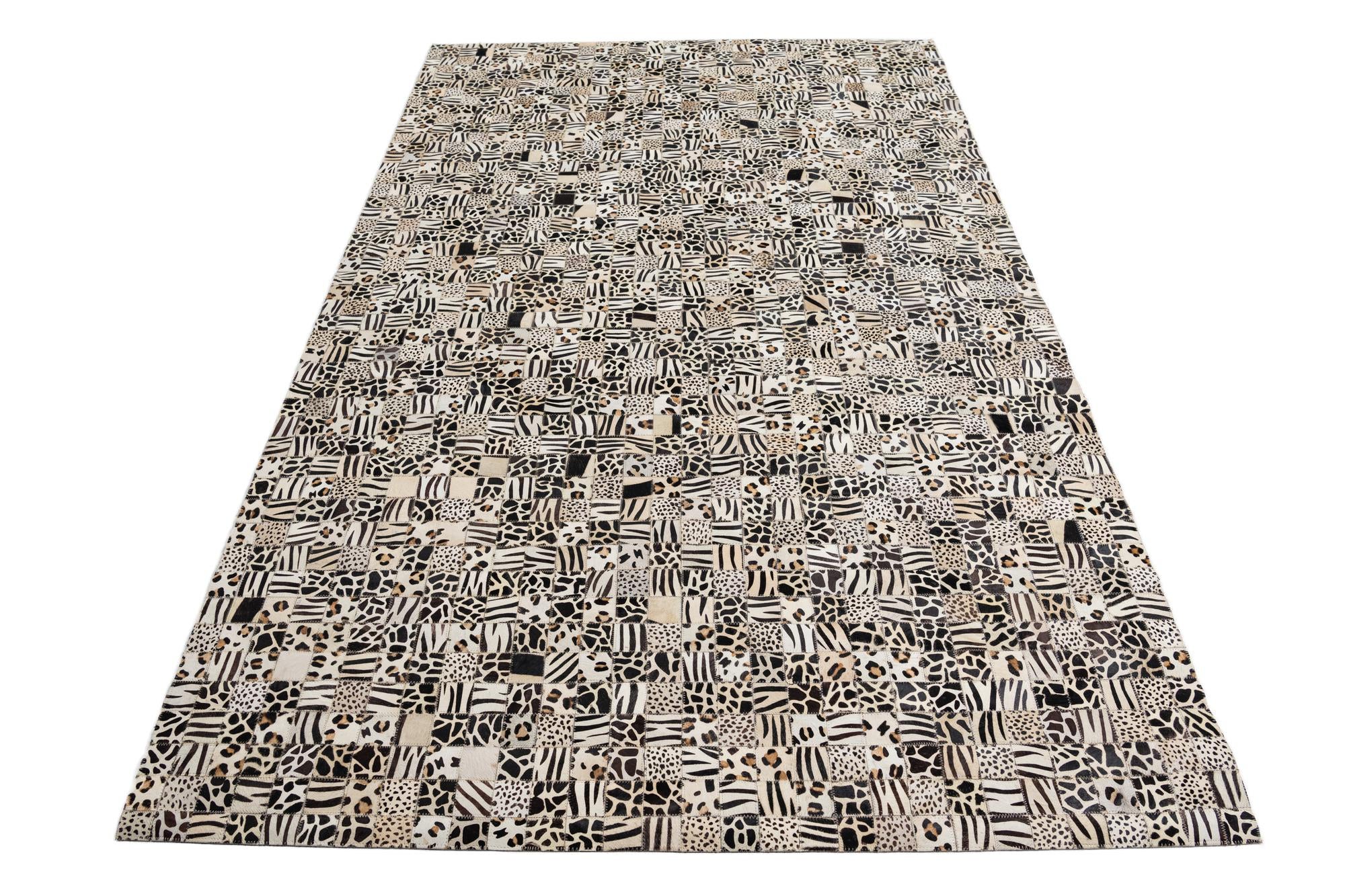 5' 1 x 8' Cowhide Leather Rug