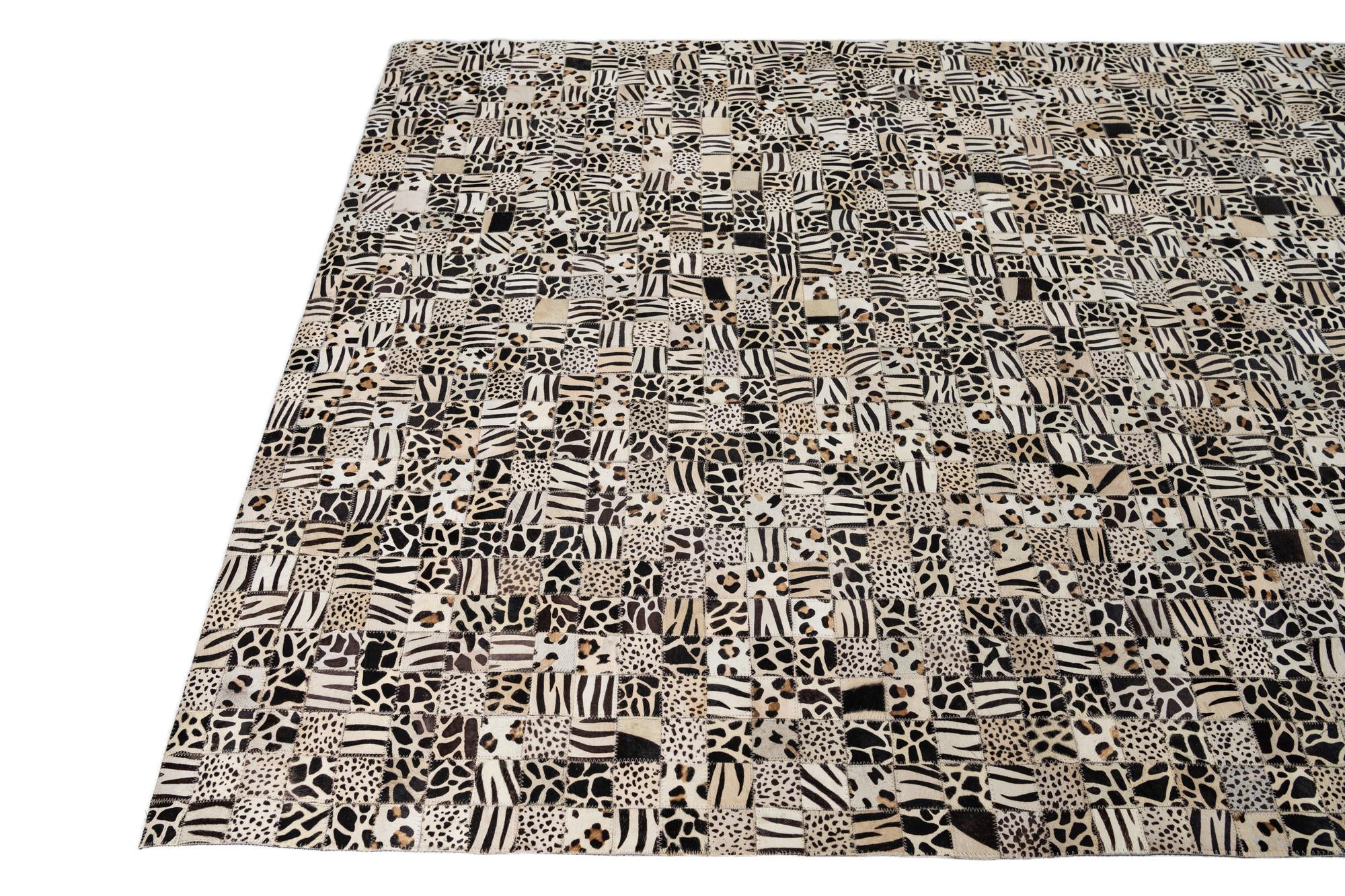 5' 1 x 8' Cowhide Leather Rug