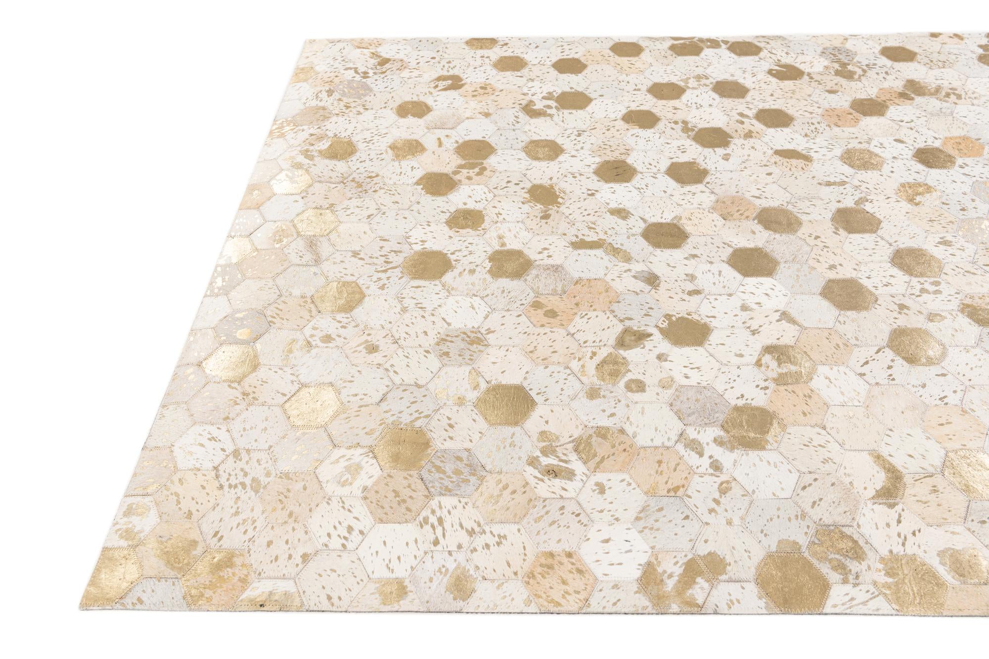 4' 10 x 7' 7 Cowhide Stocks Rug