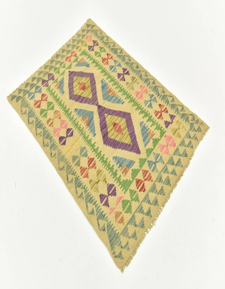 Detail image of 2' 9 x 4'  Hand Woven Kilim Maymana Wool Rug