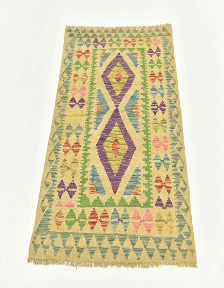 Detail image of 2' 9 x 4'  Hand Woven Kilim Maymana Wool Rug