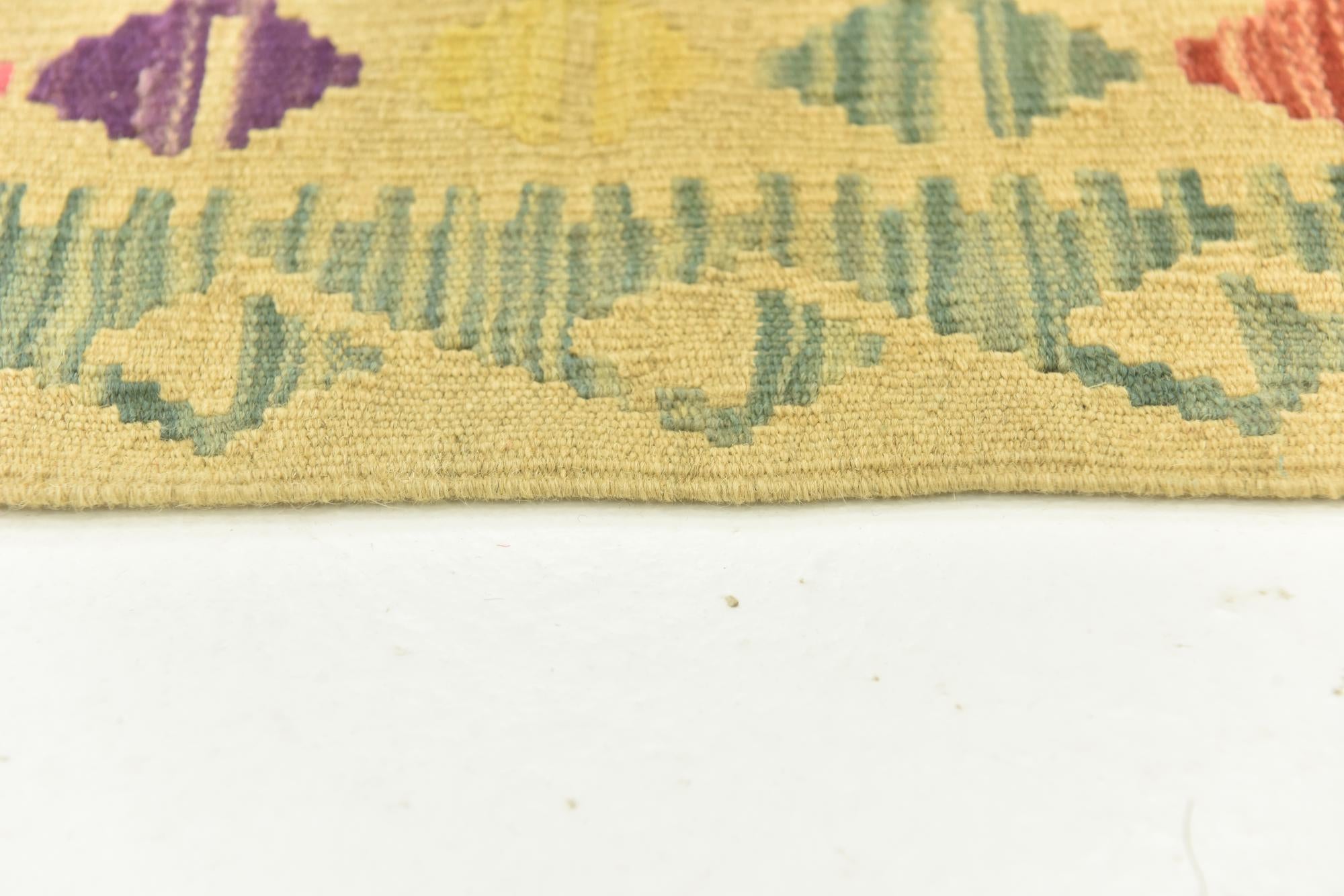 2' 9 x 4' Hand Woven Kilim Maymana Wool Rug