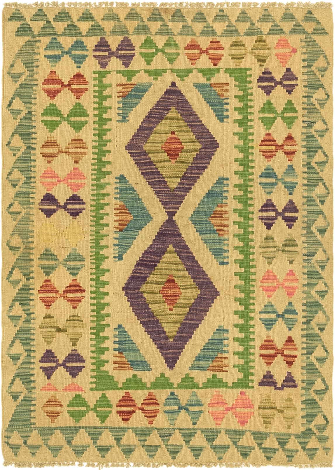 2' 9 x 4' Hand Woven Kilim Maymana Wool Rug