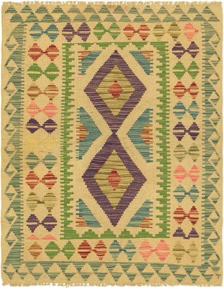 Detail image of 2' 9 x 4' Hand Woven Kilim Maymana Wool Rug