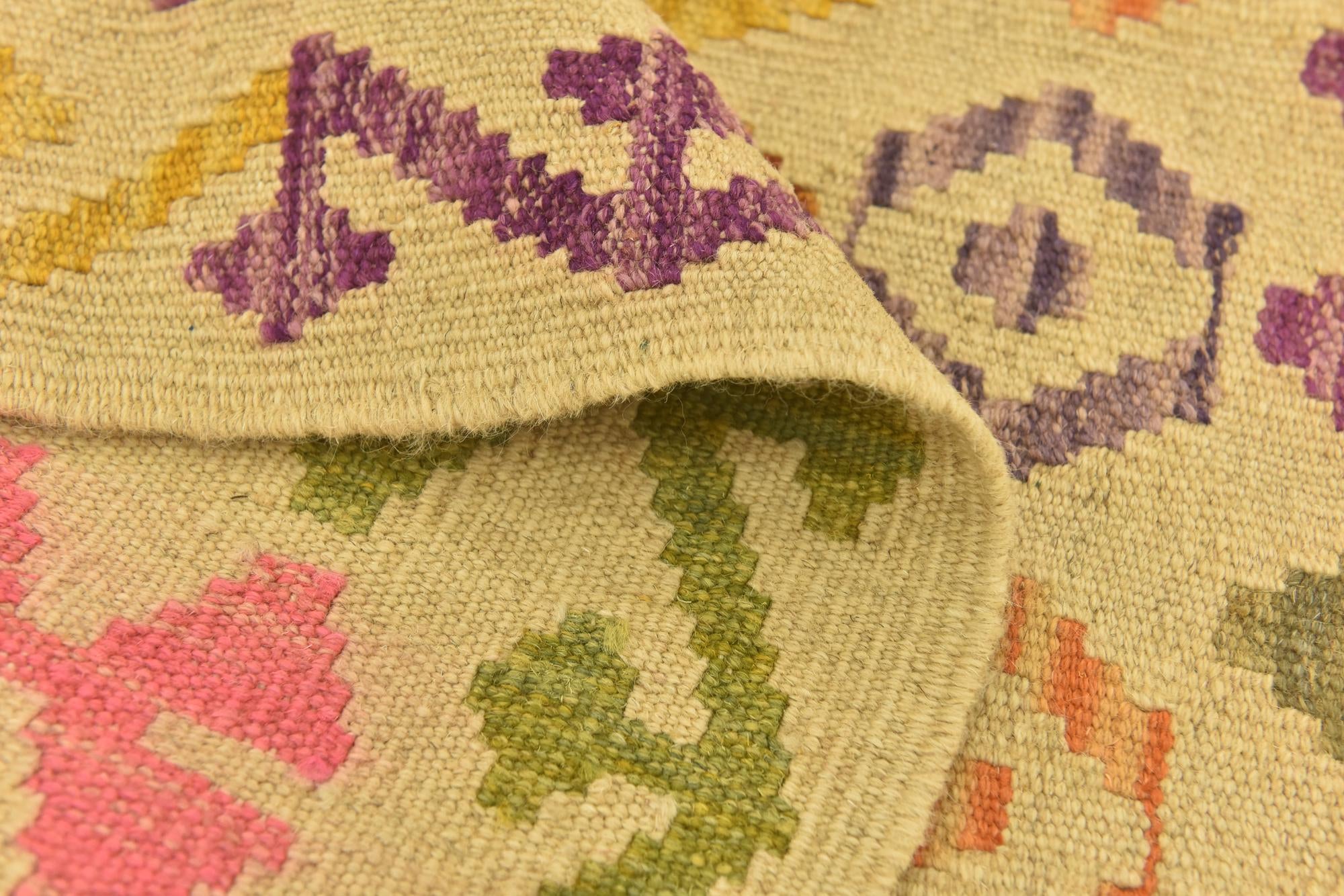 3' 6 x 5' 2 Hand Woven Kilim Maymana Wool Rug