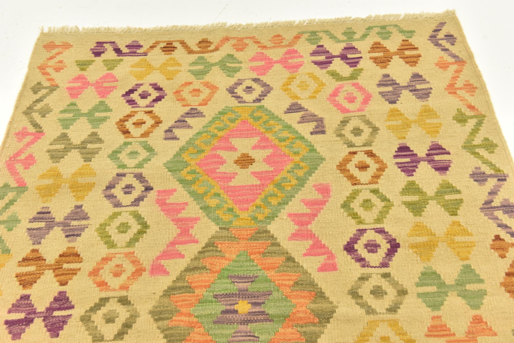 3' 6 x 5' 2 Hand Woven Kilim Maymana Wool Rug