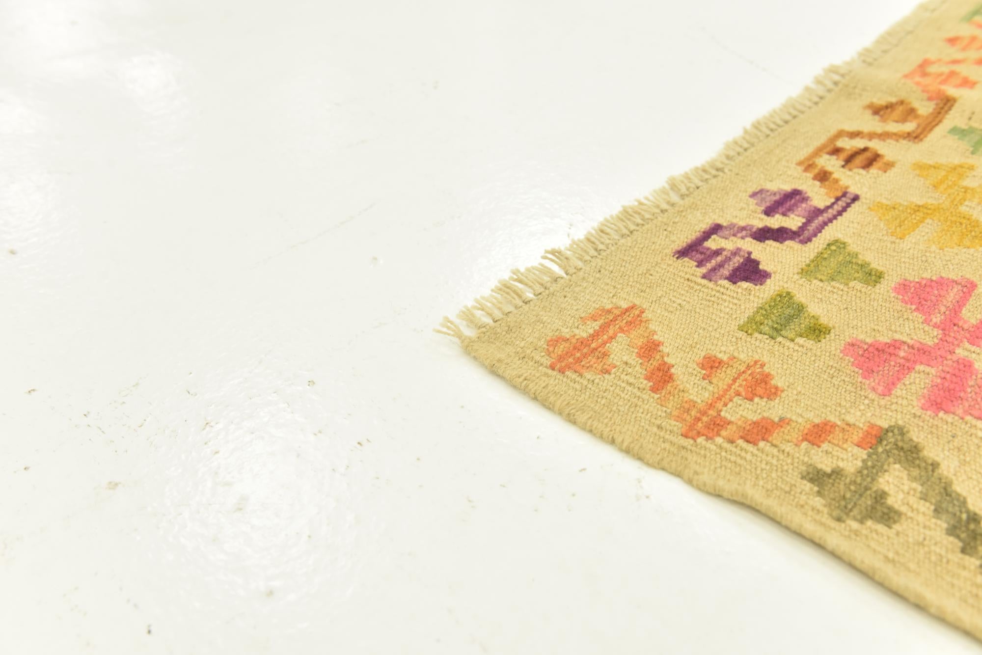 3' 6 x 5' 2 Hand Woven Kilim Maymana Wool Rug