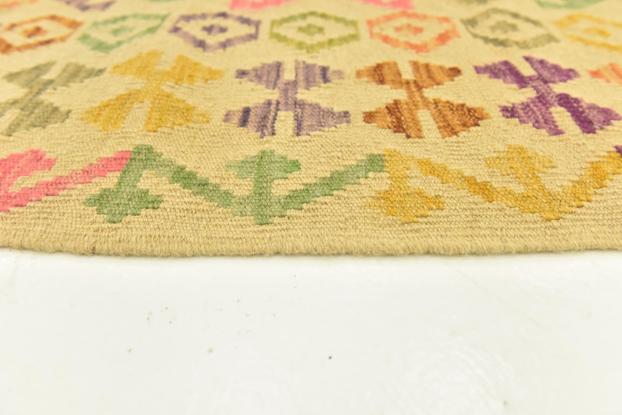 3' 6 x 5' 2 Hand Woven Kilim Maymana Wool Rug