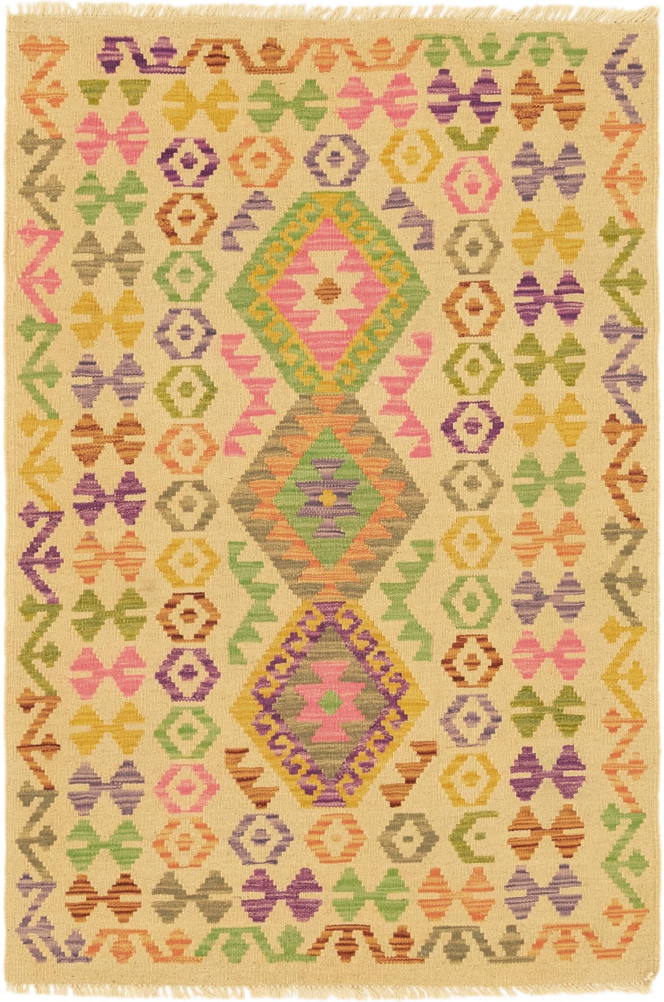 3' 6 x 5' 2 Hand Woven Kilim Maymana Wool Rug