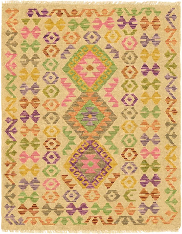 Detail image of 3' 6 x 5' 2 Hand Woven Kilim Maymana Wool Rug