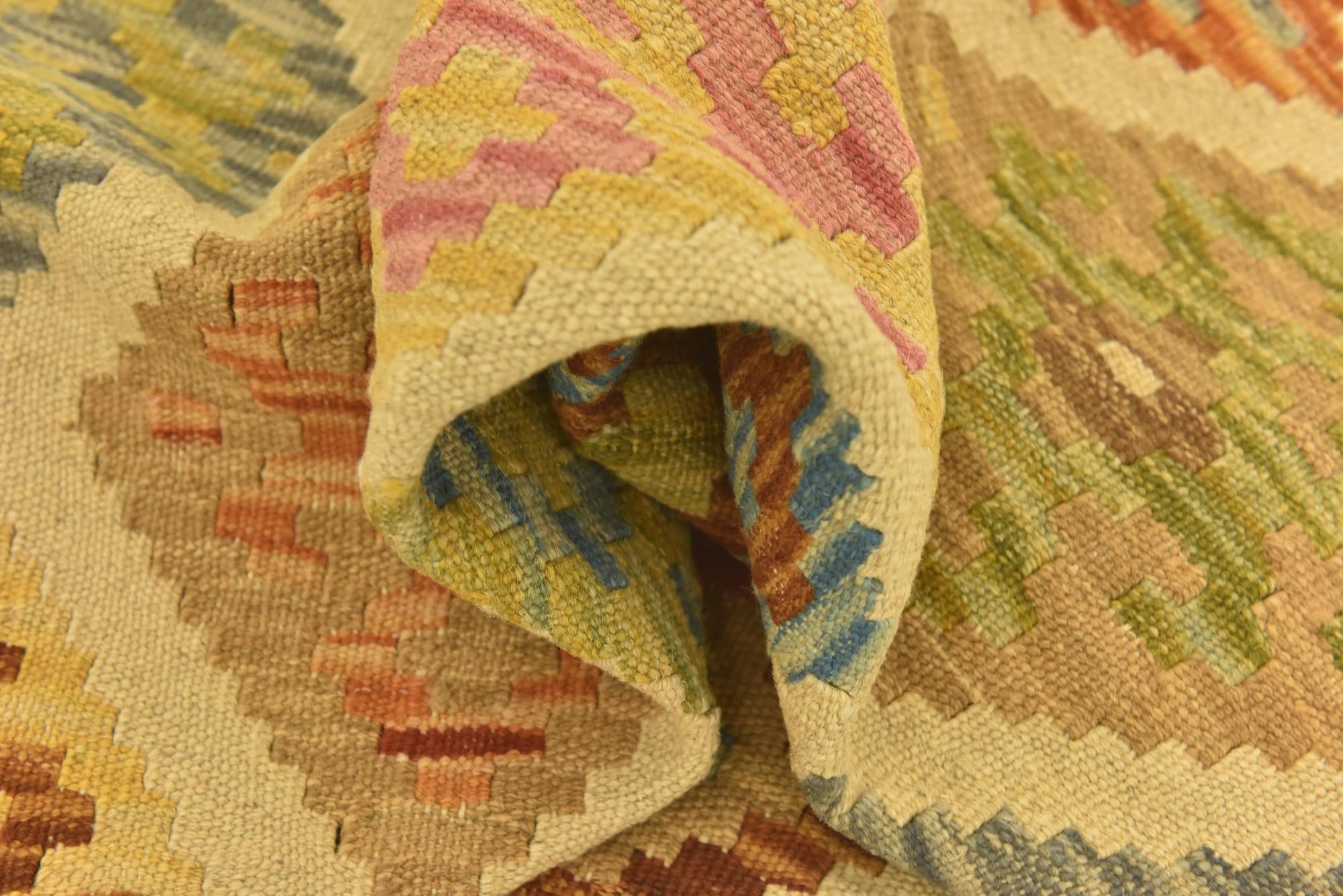 3' 3 x 5' 2 Hand Woven Kilim Maymana Wool Rug