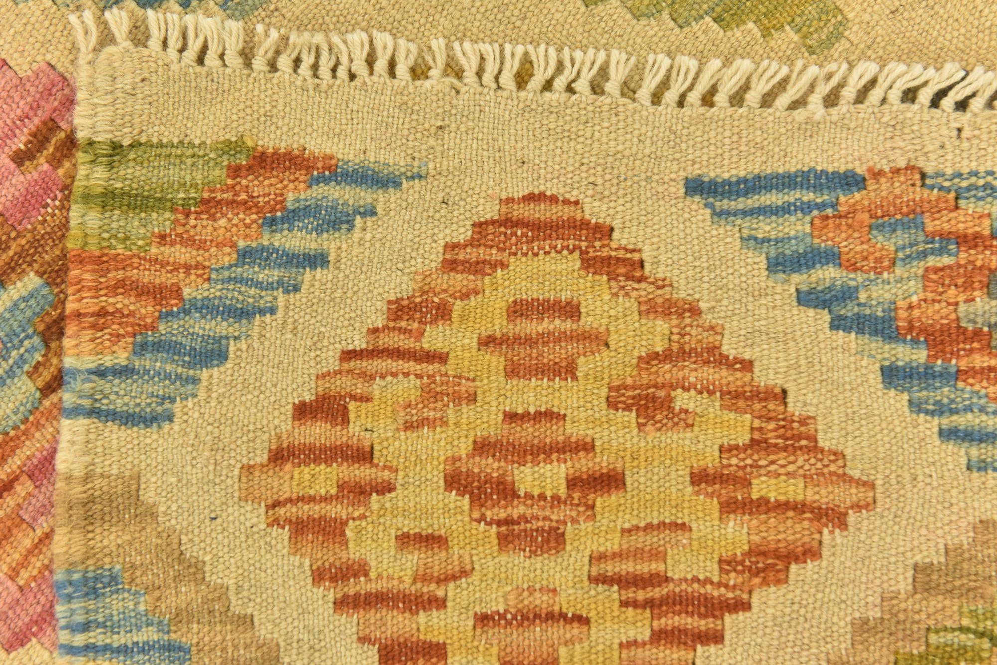 3' 3 x 5' 2 Hand Woven Kilim Maymana Wool Rug