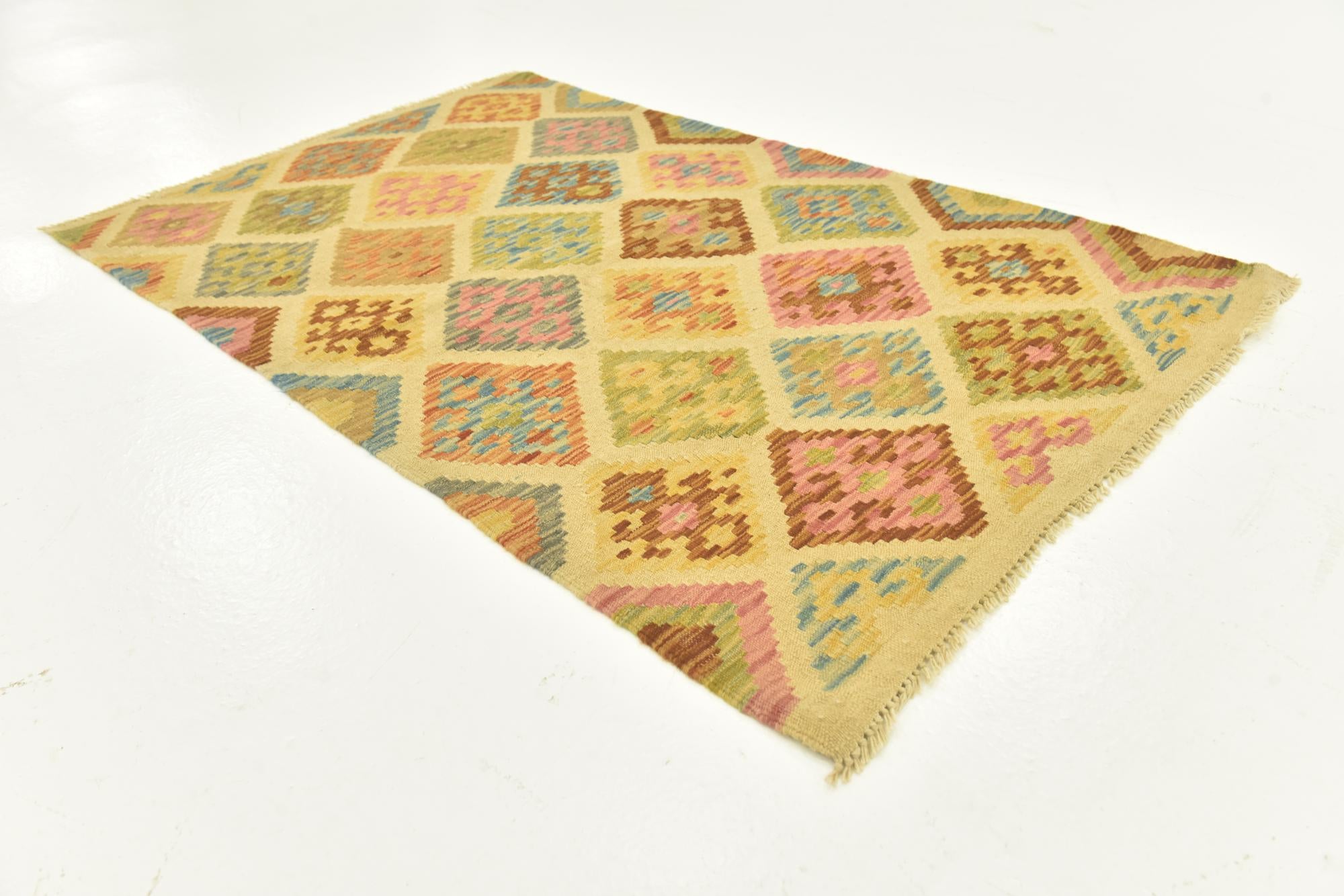 3' 3 x 5' 2 Hand Woven Kilim Maymana Wool Rug
