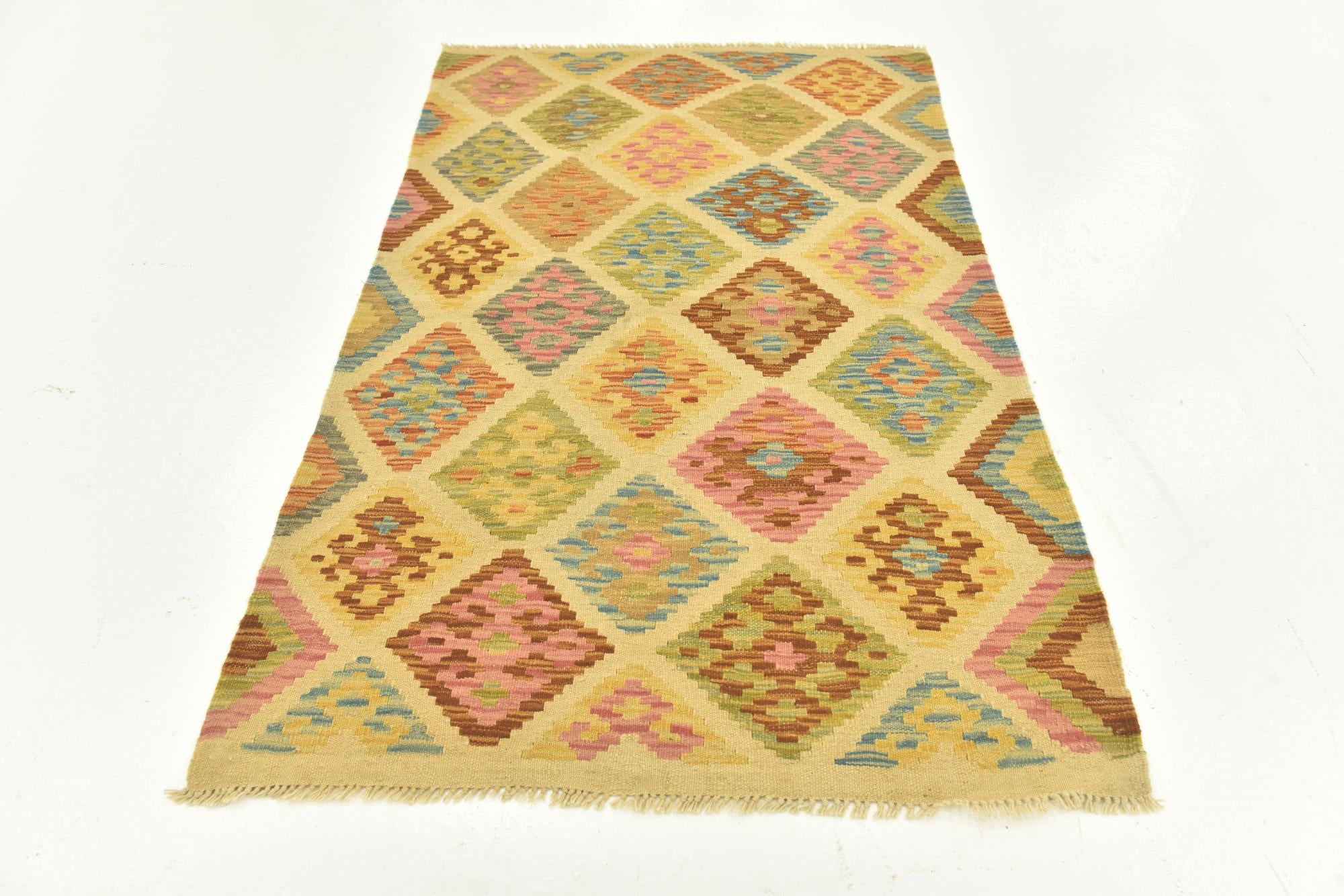 3' 3 x 5' 2 Hand Woven Kilim Maymana Wool Rug