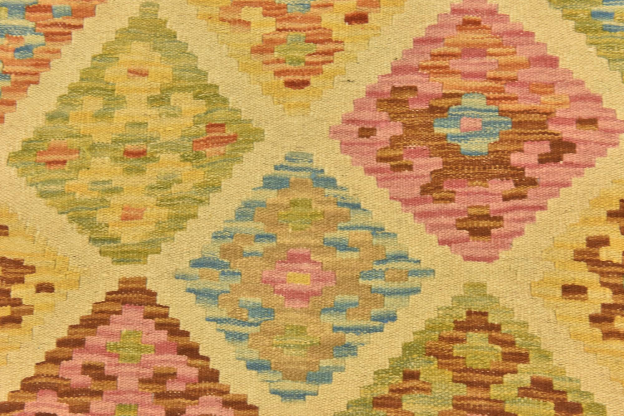 3' 3 x 5' 2 Hand Woven Kilim Maymana Wool Rug