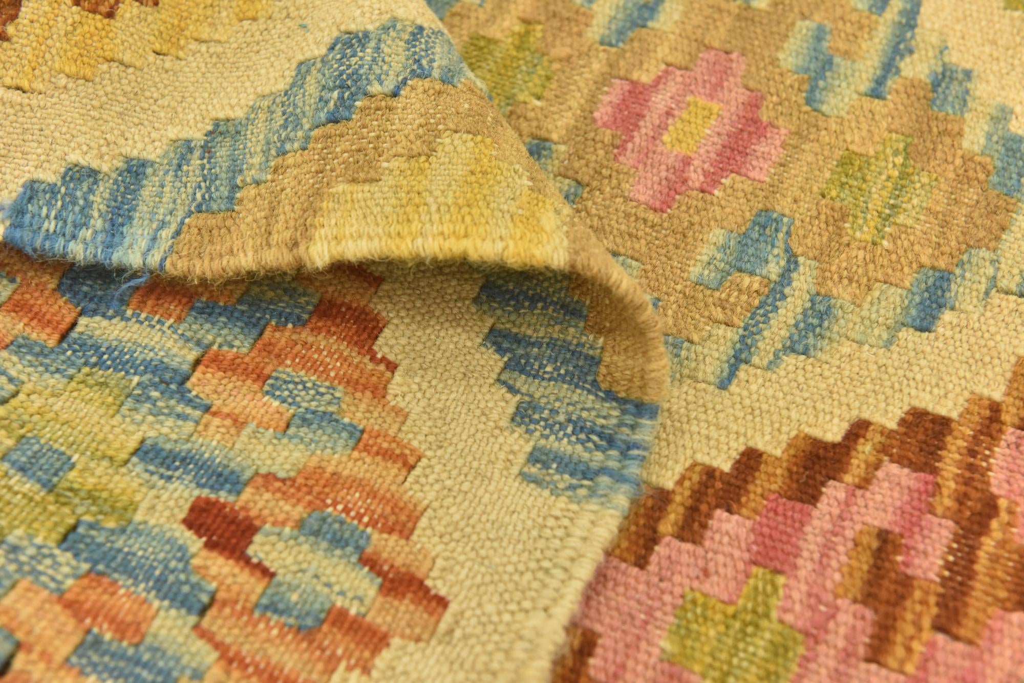 3' 3 x 5' 2 Hand Woven Kilim Maymana Wool Rug
