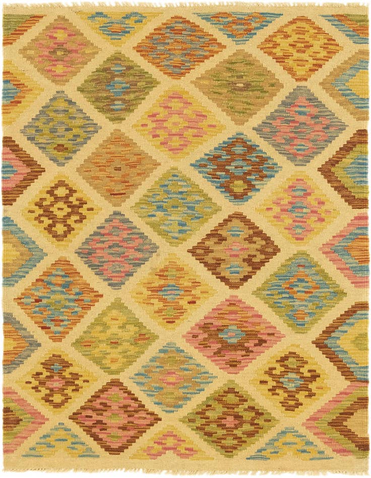 Detail image of 3' 3 x 5' 2 Hand Woven Kilim Maymana Wool Rug