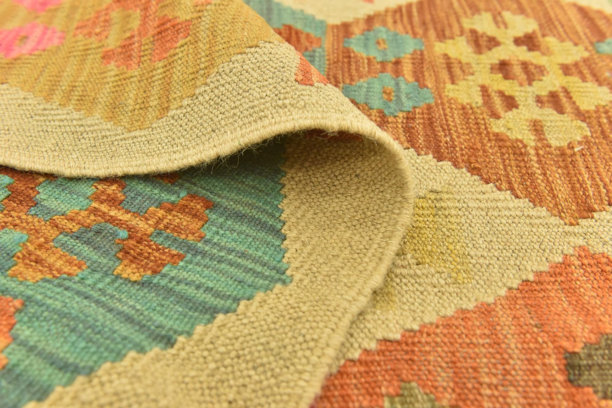 3' 2 x 5' 3 Hand Woven Kilim Maymana Wool Rug
