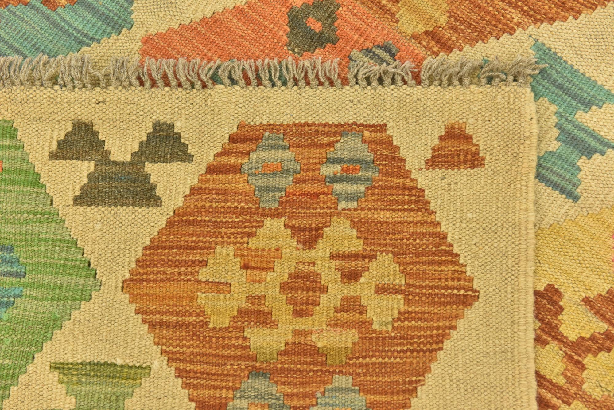 3' 2 x 5' 3 Hand Woven Kilim Maymana Wool Rug